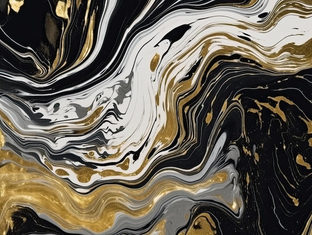 Schwarz-goldene Marmorstruktur, nahtloser Hintergrund, Hintergrunddesign, generative KI