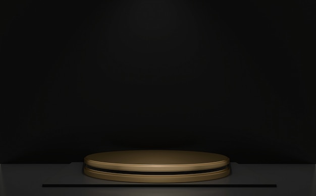 Schwarz-goldenes Luxus-Podium 3D-Rendering