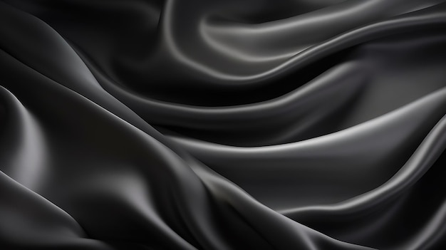 Schwarz grau Satin dunkel Stoff Textur luxuriös glänzend das ist abstrakte Seidentuch Bac Generative AI