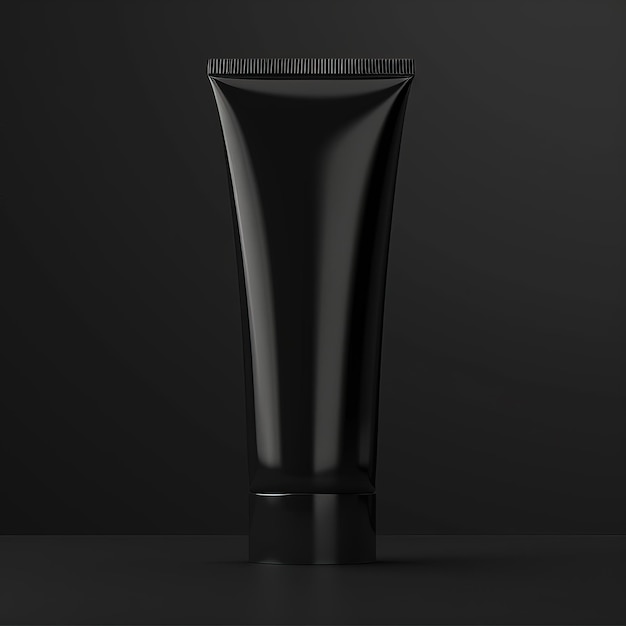 Schwarz-Kosmetik-Röhren-Mockup auf schwarzem Hintergrund 3D-Rendering