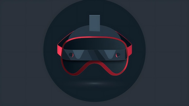 Schwarz-rotes Virtual-Reality-Headset-Symbol Futuristische Augmented-Realty-Brille Konzept für virtuelle Realität Vektorillustration