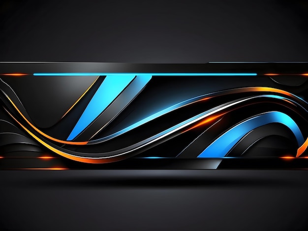 Schwarz-Tech-Abstrakt-Banner-Design mit blauem und orangefarbenem Neon-Leuchtlicht Konzept modern futuristisch