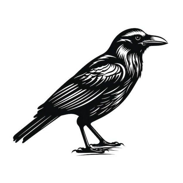 Schwarz-weiß-AI-generiertes Crow-Logo Bild