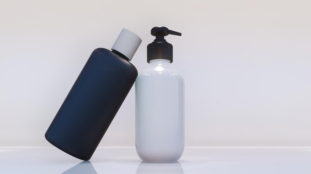 Schwarz-Weiß-Flasche Mock-up 3D-Illustration