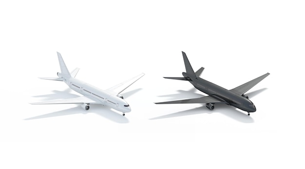 Schwarz-Weiß-Flugzeugmodell. Flugzeugmodell in der Flughafenvorlage. Ausgeschnittener Transport-Aerobus.