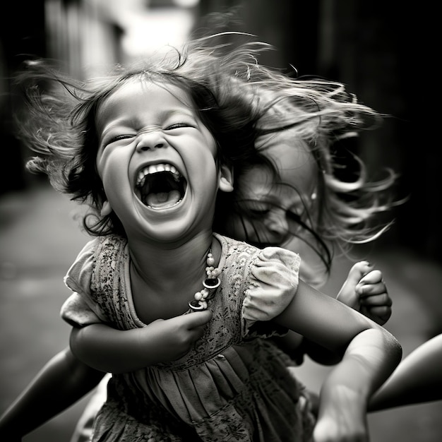 Schwarz-Weiß-Foto glücklicher Menschen