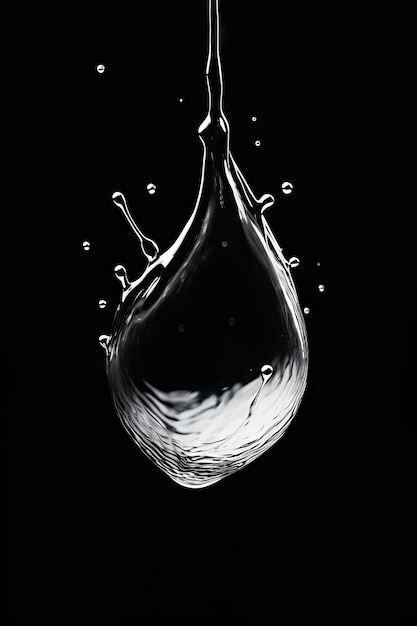 Schwarz-Weiß-Foto von Wassertropfen mit Wassertropfen Generative KI