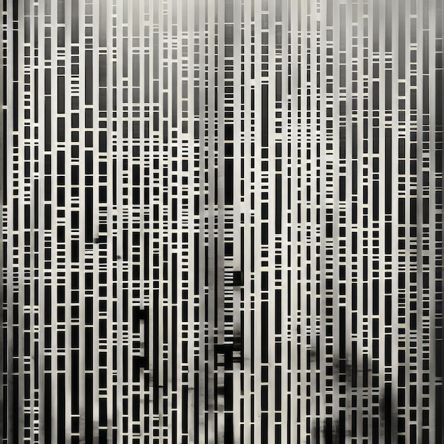 Foto schwarz-weiß-herringbein-muster mit vertikalen barcodes und geraden linien
