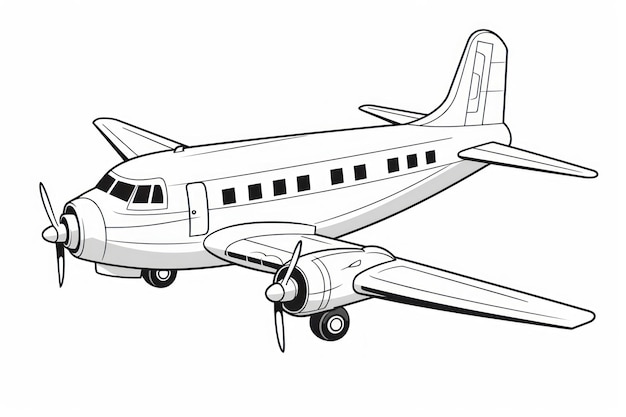 Schwarz-Weiß-Malbuch für Kinder, süßes Flugzeug