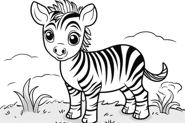 Foto schwarz-weiß-malbuch für kinder, süßes zebrababy