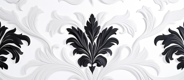 Foto schwarz-weiß-muster mit eleganter symmetrie auf weißem hintergrund, beeinflusst von art nouveau