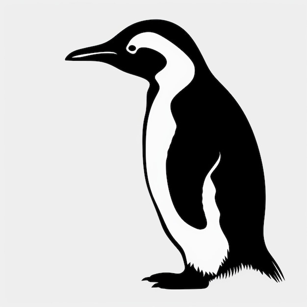 Foto schwarz-weiß-pinguin-symbol auf weißem hintergrund