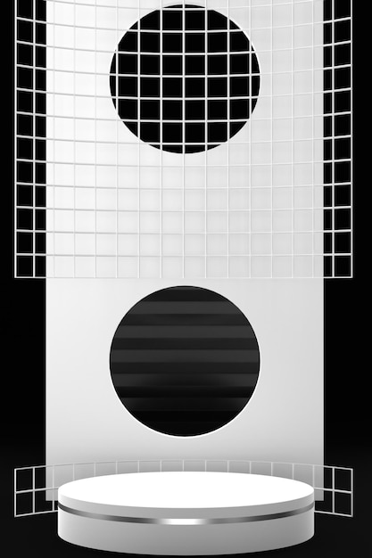 Schwarz-Weiß-Podium mit einfacher Geometrie