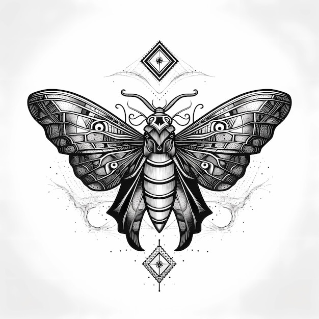 Schwarz-Weiß-Schmetterlings-Tattoo