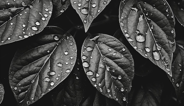 Schwarz-Weiß-Schwarzwaldfoto im Stil von Wassertropfen