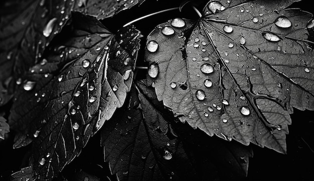 Schwarz-Weiß-Schwarzwaldfoto im Stil von Wassertropfen