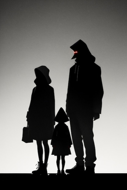 Foto schwarz-weiß-silhouette-stil kontrastiert abstrakte menschen szene tapete hintergrund illustration