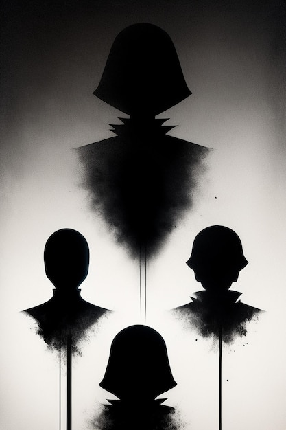 Foto schwarz-weiß-silhouette-stil kontrastiert abstrakte menschen szene tapete hintergrund illustration