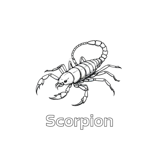 Schwarz-Weiß-Skorpion-Linienkunst