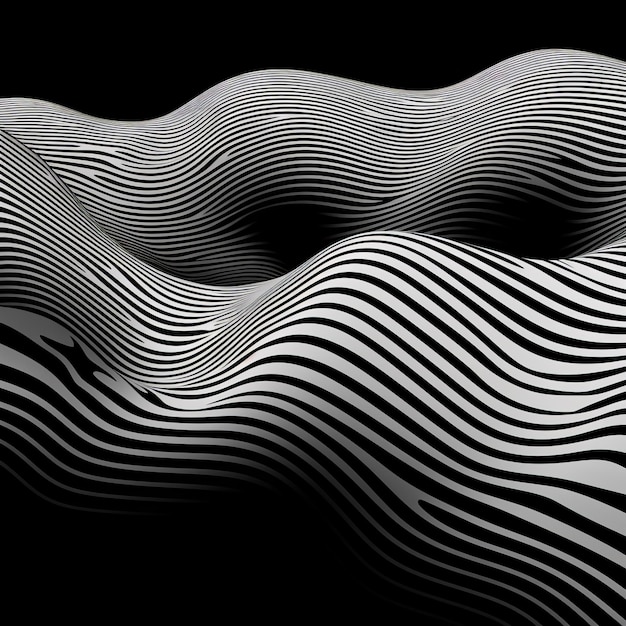 Schwarz-Weiß-Streifen-Wellen-Abstrakt Eine filmische Darstellung der algorithmischen Kunst