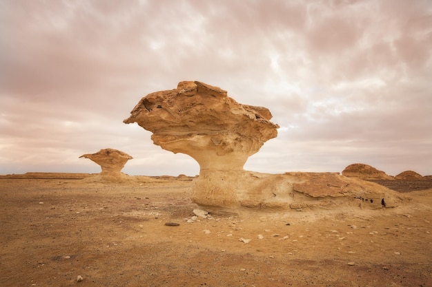 Schwarz-Weiß-Wüste bei Sonnenuntergang Baharia Ägypten