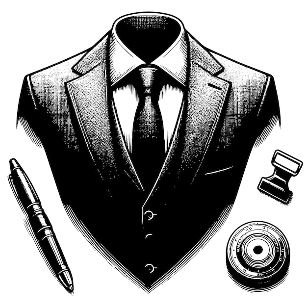 Schwarz-weiße Illustration von einem Paar männlichen Business Suit