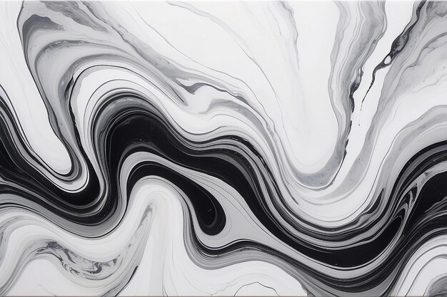 Schwarz-weiße Marmor-Tintenstruktur, Acryl-gemalte Wellen-Textur-Hintergrundmuster, kann für luxuriöse Hautwandfliesen oder Tapeten verwendet werden