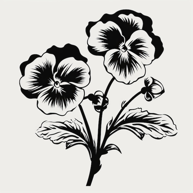 Foto schwarz-weiße vektorillustration von pansy flower