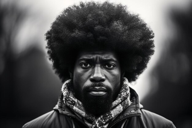 Foto schwarz-weißer afro-mann