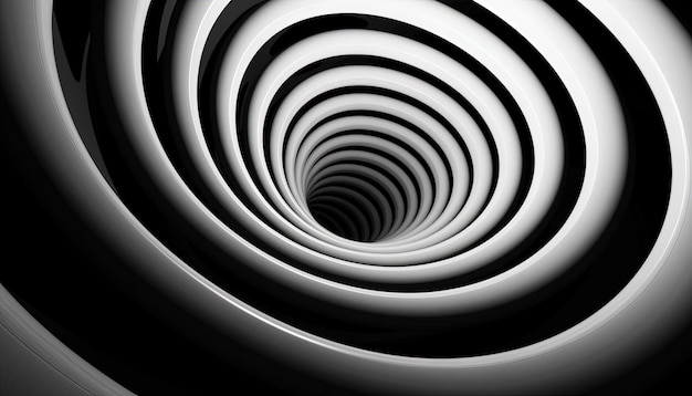 schwarz-weißer kreisförmiger Raum mit einem Spiral-Effekt im Stil der Pop-Art-Bilder