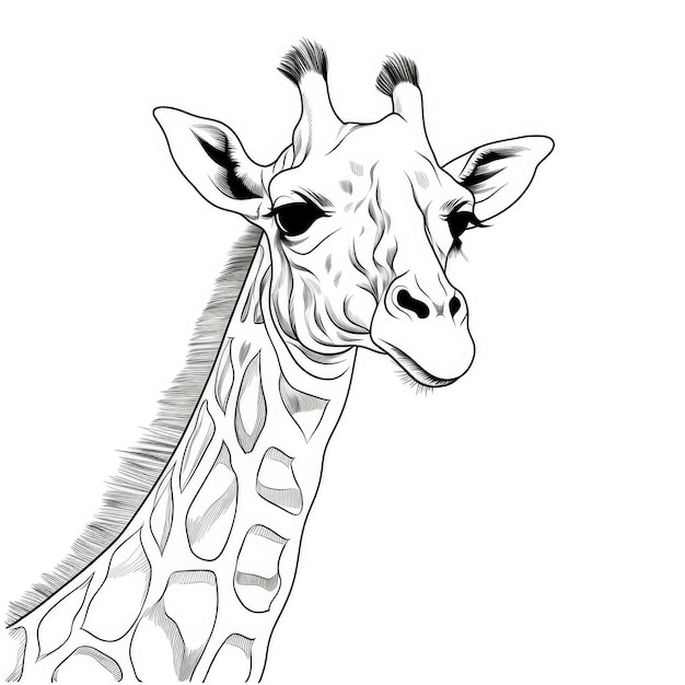 Foto schwarz-weißes ausmalbild einer giraffe