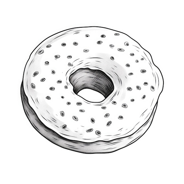 Schwarz-weißes Ausmalbild eines Donuts