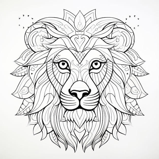 Schwarz-weißes Ausmalbild eines Löwen