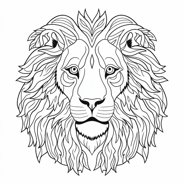 Schwarz-weißes Ausmalbild eines Löwen