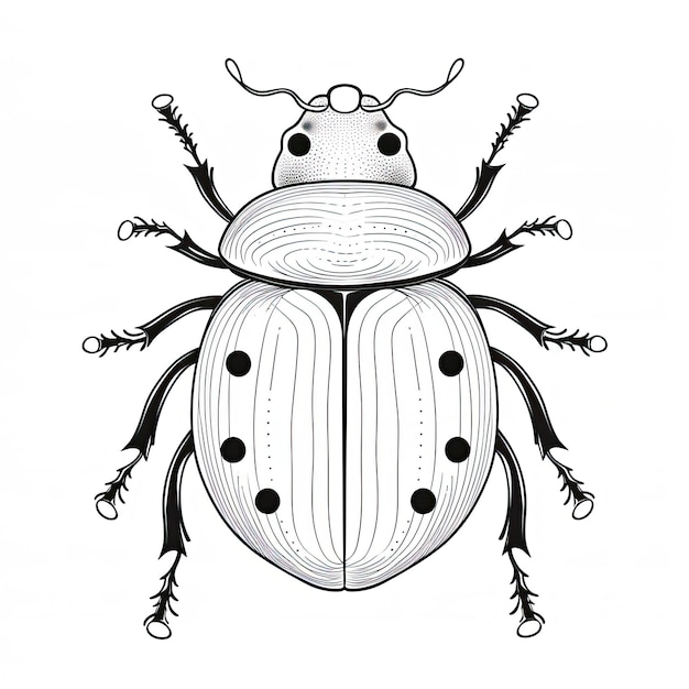 Schwarz-weißes Ausmalbild eines Marienkäfers