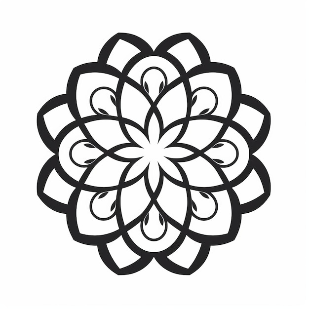 Schwarz-weißes Blumendesign Minimalistische kreisförmige Ikonographie