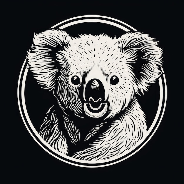 Schwarz-weißes Koala-Logo, KI-generiertes Bild