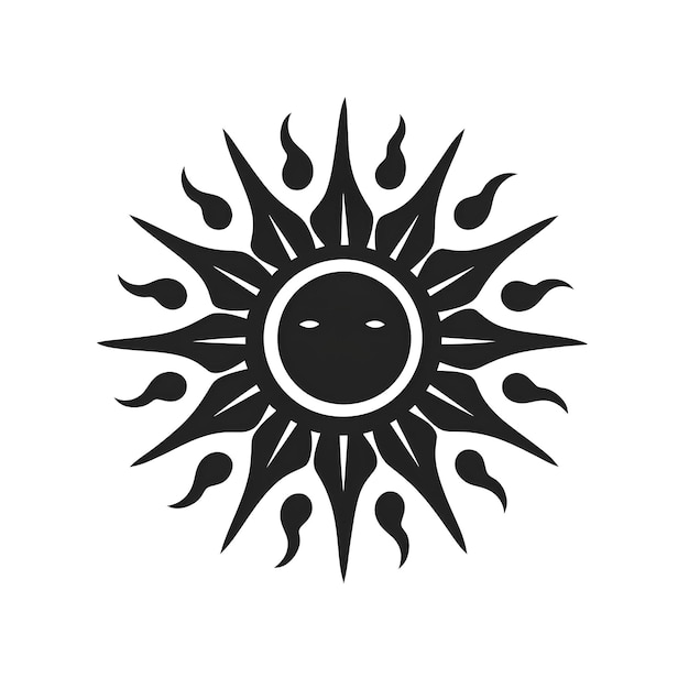 Schwarz-weißes Sonnen-Sonnen-Gesichts-Symbol