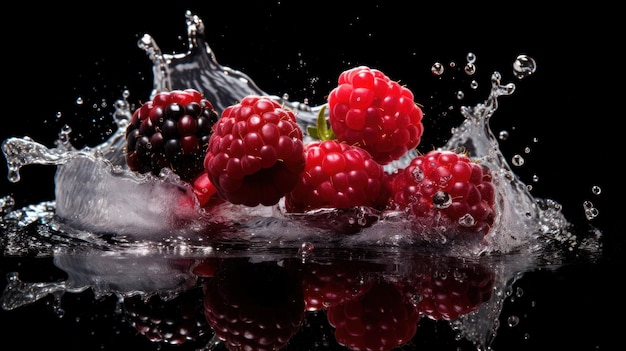 Schwarzbär und rotes Süßwasser spritzen auf dem isolierten Hintergrund