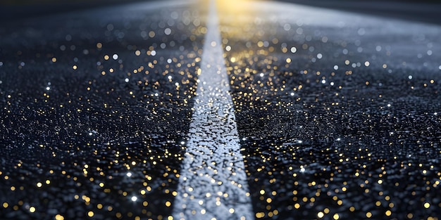 Foto schwarze asphaltstraße mit weißen trennlinien auf dem hintergrund ai