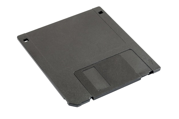 Schwarze Diskette auf weißem Hintergrund