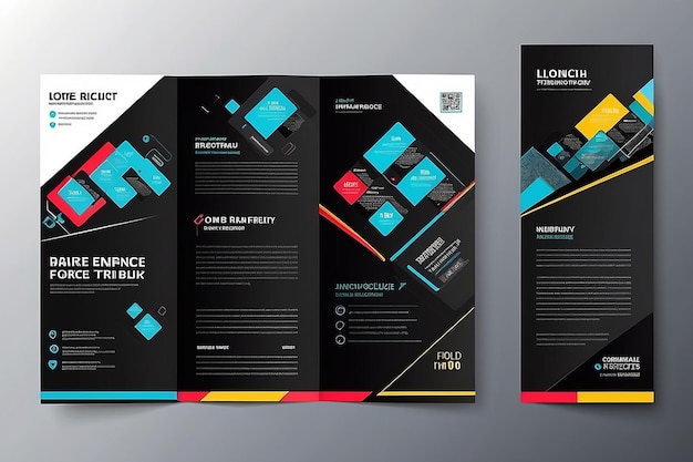 Schwarze dreifache Geschäftsbroschüre Vektor moderne dreifache Broschüre Design Vorlage Schwarzer Freitag
