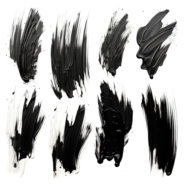 Foto schwarze farbstriche auf weißem hintergrund
