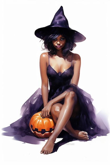 schwarze Frau Halloweener Illustration