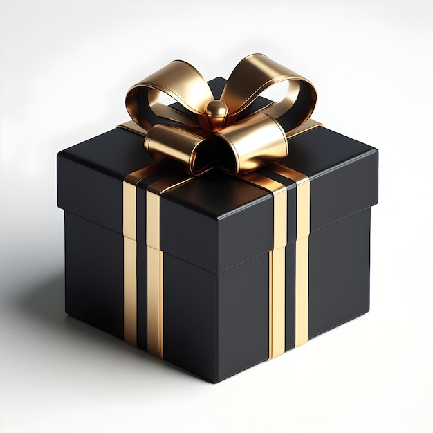 Schwarze Geschenkkiste mit Goldband 3D-Illustration