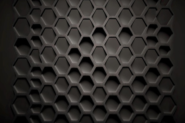 Schwarze Graphitplatte in Form einer Wabe als 3D-Rendering abstrakter geometrischer Hintergrund generativer ai