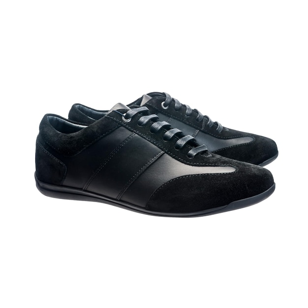 Schwarze Herren-Ledersneaker aus Wildleder und Glanzleder