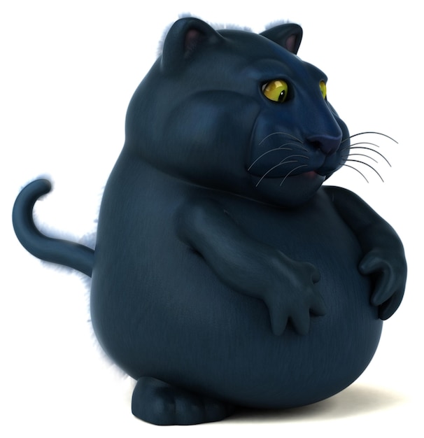 Schwarze Katze - 3D-Illustration