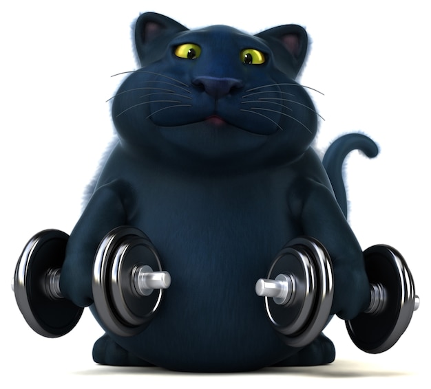 Schwarze Katze - 3D-Illustration