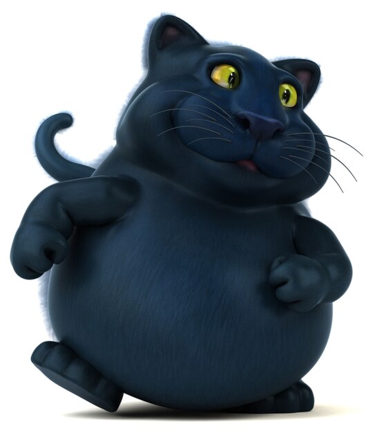 Schwarze Katze - 3D-Illustration